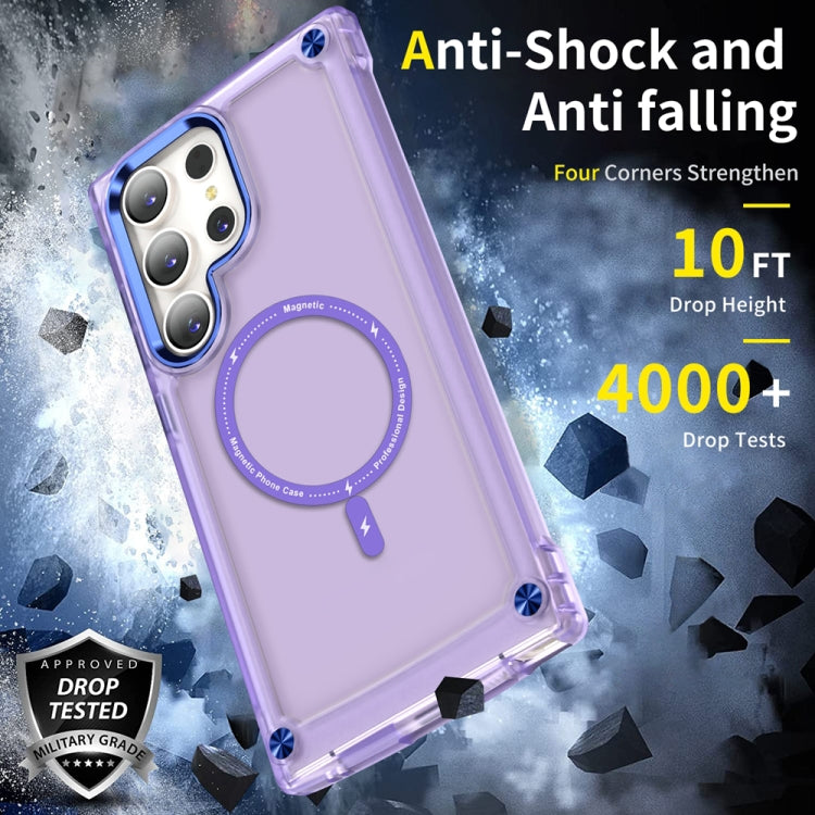 For Samsung Galaxy S23 Ultra 5G Skin Feel TPU + PC MagSafe Magnetic Phone Case(Transparent Purple) - Galaxy S23 Ultra 5G Cases by PMC Jewellery | Online Shopping South Africa | PMC Jewellery