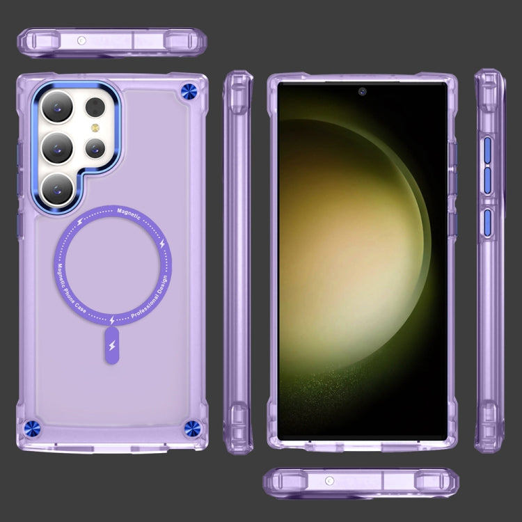 For Samsung Galaxy S22 Ultra 5G Skin Feel TPU + PC MagSafe Magnetic Phone Case(Transparent Purple) - Galaxy S22 Ultra 5G Cases by PMC Jewellery | Online Shopping South Africa | PMC Jewellery