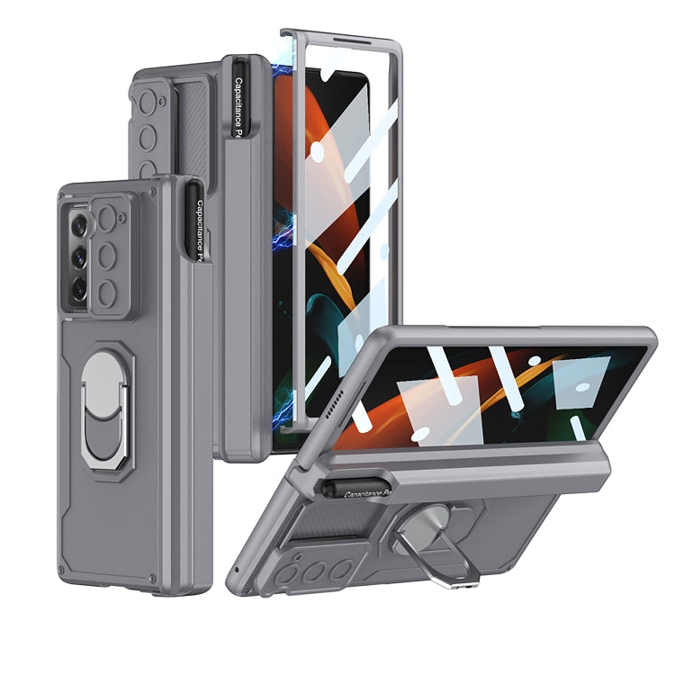 For Samsung Galaxy Z Fold2 GKK Integrated Folding Armored Shell PC Phone Case with Pen Box(Grey) - Galaxy Phone Cases by GKK | Online Shopping South Africa | PMC Jewellery