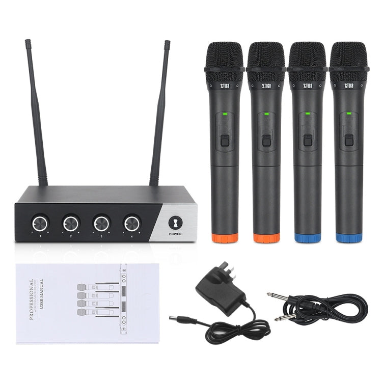 XTUGA S400 Professional 4-Channel UHF Wireless Microphone System with 4 Handheld Microphone(AU Plug) - Microphone by XTUGA | Online Shopping South Africa | PMC Jewellery