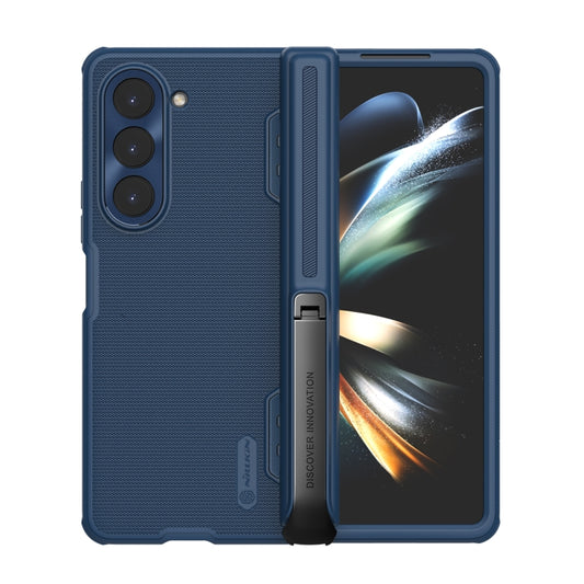 For Samsung Galaxy Z Fold5 NILLKIN Frosted Fold PC + TPU Phone Case with Holder(Blue) - Galaxy Z Fold5 Cases by NILLKIN | Online Shopping South Africa | PMC Jewellery | Buy Now Pay Later Mobicred