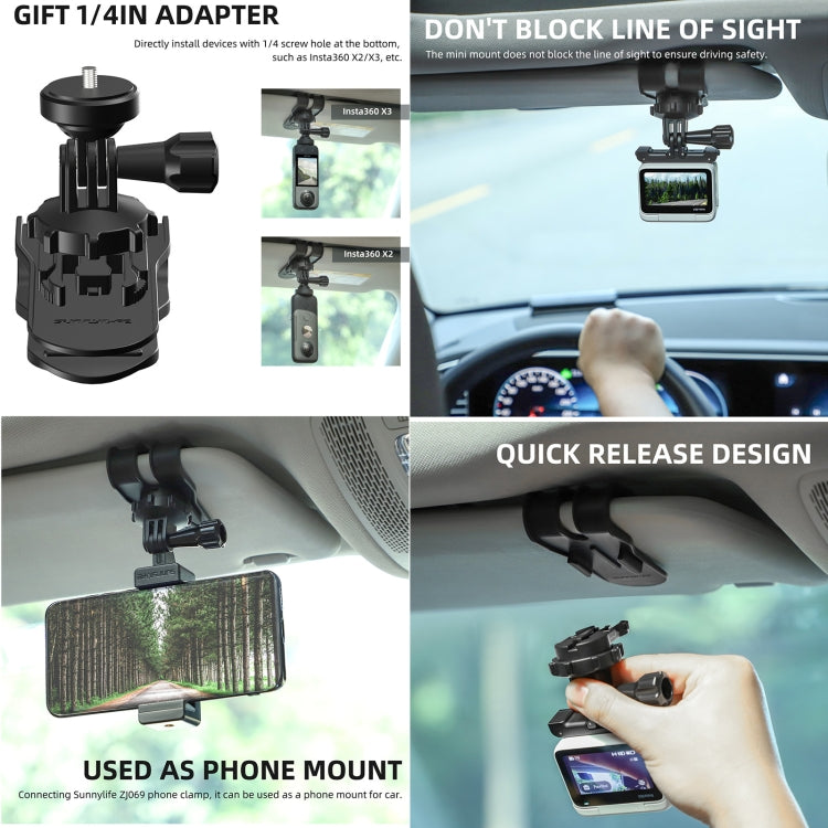 Sunnylife ZJ585 Sun Visor Camera Mount Quick Release Holder 360 Degree Rotating Vlog Bracket(Black) - Case & Bags by Sunnylife | Online Shopping South Africa | PMC Jewellery