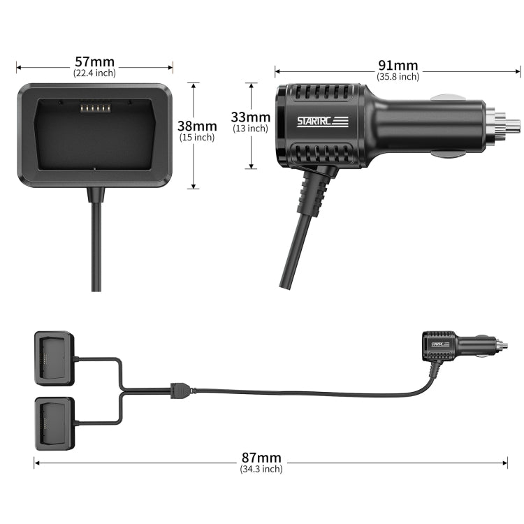 For Mini 3 / Mini 3 Pro STARTRC 2 in 1 Battery Charging Car Charger(Silver) - Charger by STARTRC | Online Shopping South Africa | PMC Jewellery