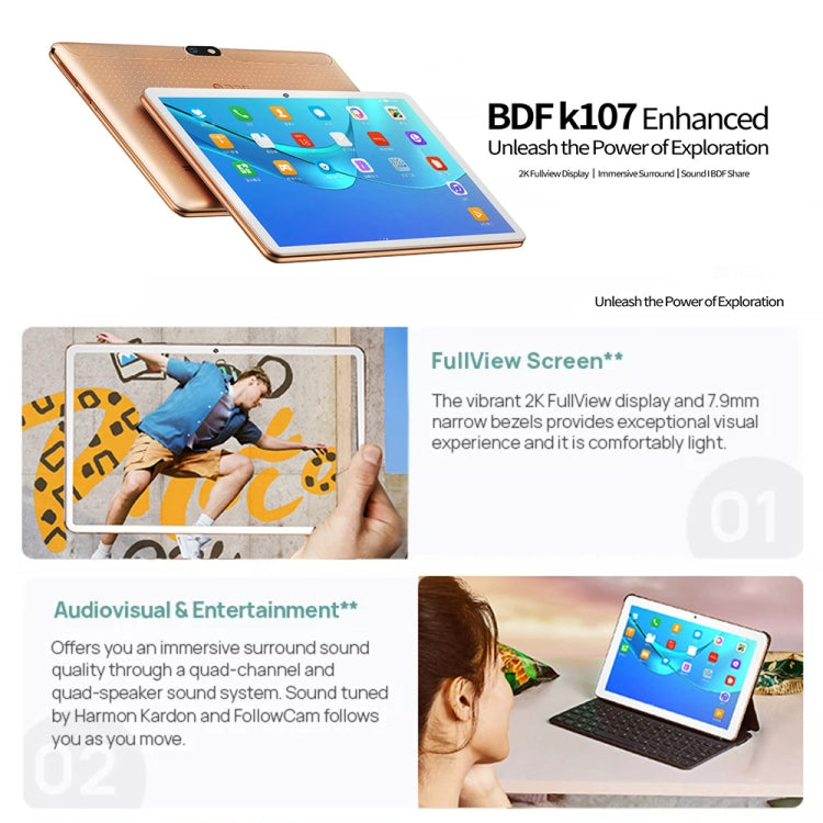 BDF K107 3G Phone Call Tablet PC 10.1 inch, 4GB+64GB, Android 10 MT8321 Quad Core, Support Dual SIM, EU Plug(Black) - BDF by BDF | Online Shopping South Africa | PMC Jewellery