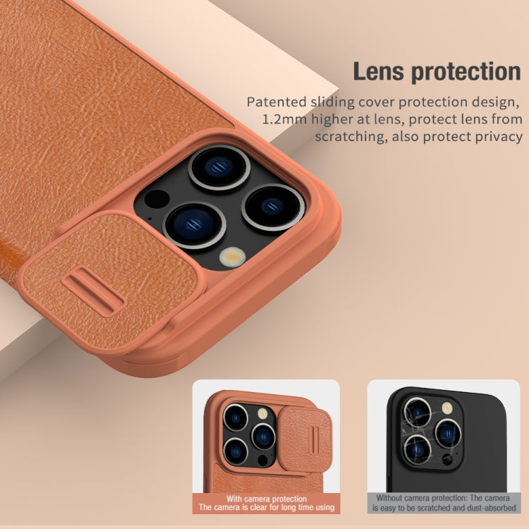 For iPhone 15 Pro NILLKIN QIN Series Pro Sliding Camera Cover Design Leather Phone Case(Red) - iPhone 15 Pro Cases by NILLKIN | Online Shopping South Africa | PMC Jewellery