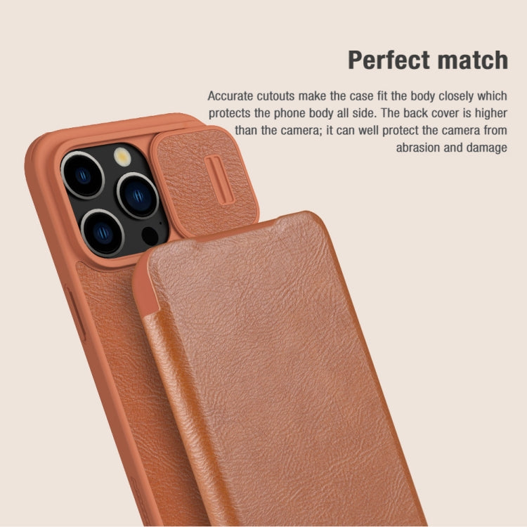 For iPhone 15 Pro Max NILLKIN QIN Series Pro Sliding Camera Cover Design Leather Phone Case(Brown) - iPhone 15 Pro Max Cases by NILLKIN | Online Shopping South Africa | PMC Jewellery