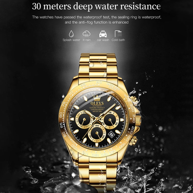 OLEVS 6638 Men Multifunctional Luminous Waterproof Mechanical Watch(Black) - Metal Strap Watches by OLEVS | Online Shopping South Africa | PMC Jewellery