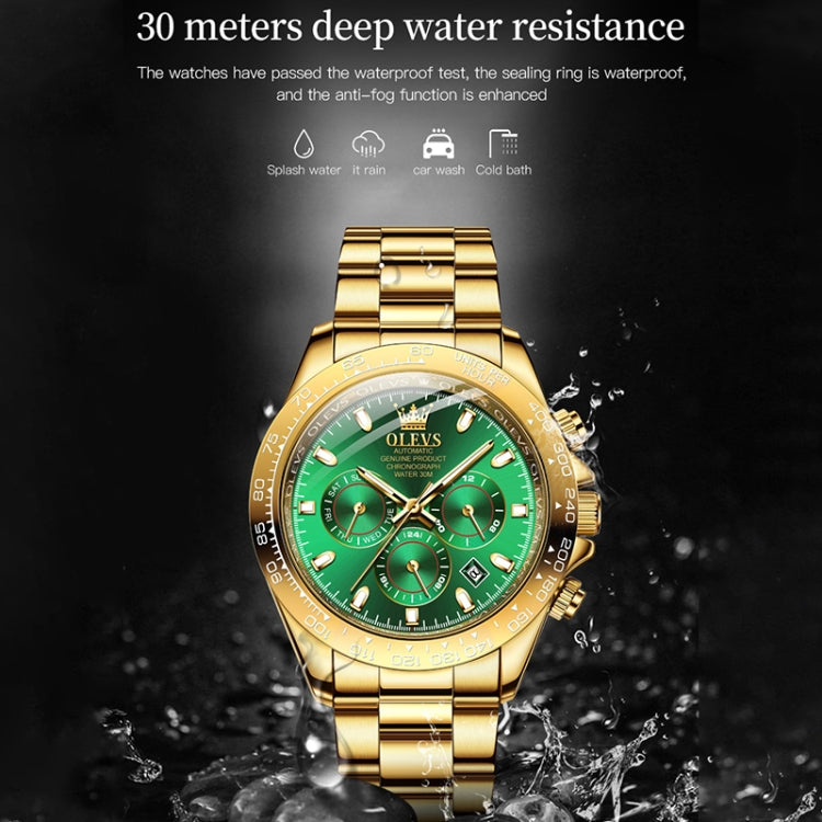 OLEVS 6638 Men Multifunctional Luminous Waterproof Mechanical Watch(Green) - Metal Strap Watches by OLEVS | Online Shopping South Africa | PMC Jewellery