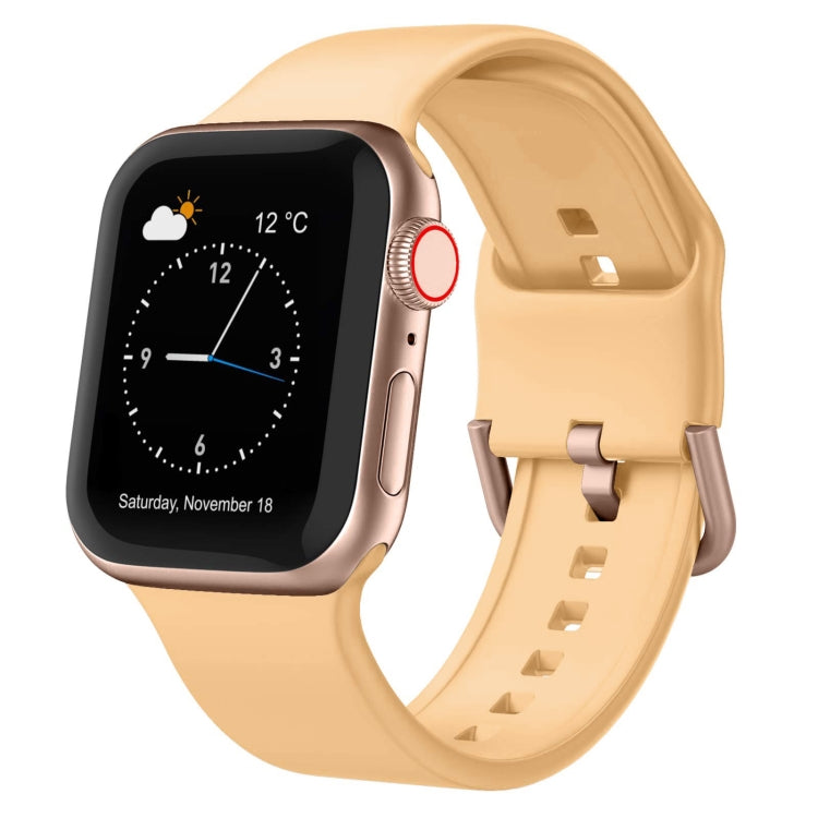 For Apple Watch 8 45mm Pin Buckle Silicone Watch Band(Light Orange) - Watch Bands by PMC TechLife | Online Shopping South Africa | PMC TechLife