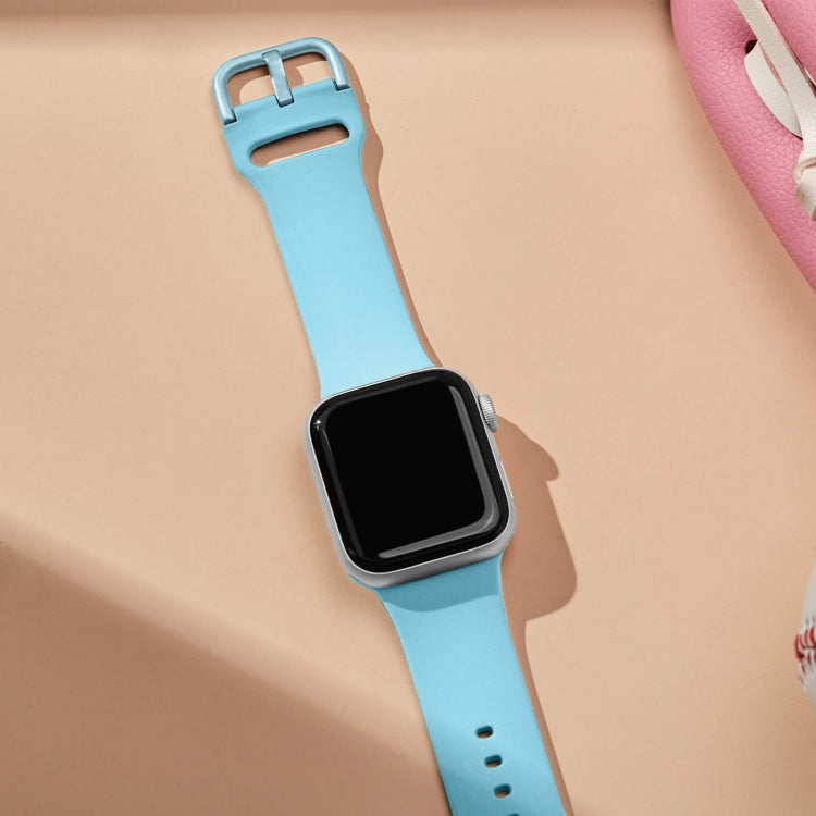 For Apple Watch SE 44mm Pin Buckle Silicone Watch Band(Light Blue) - free shipping - PMC TechLife - Order now!