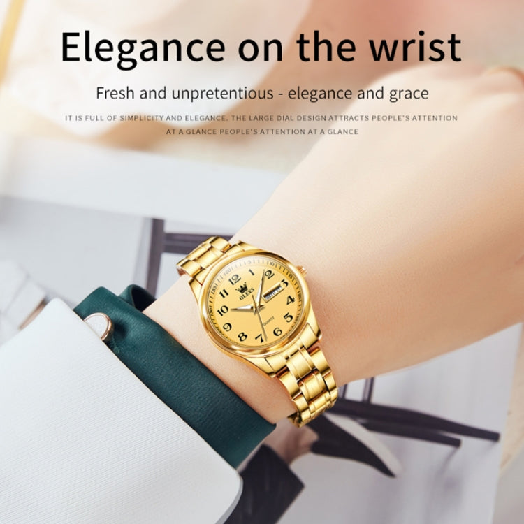 OLEVS 5567 Women Steel Strap Waterproof Quartz Watch(Gold) - Metal Strap Watches by OLEVS | Online Shopping South Africa | PMC Jewellery