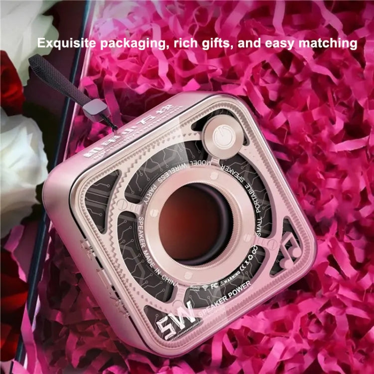 T&G DW12 Portable Mini Wireless Bluetooth Speaker Transparent Subwoofer Support TF Card(Pink) - Mini Speaker by T&G | Online Shopping South Africa | PMC Jewellery