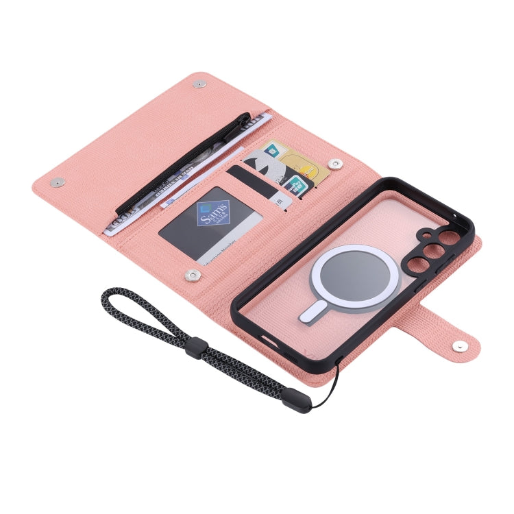 For Samsung Galaxy S23 FE 5G ViLi GHB Series MagSafe Magnetic Zipper Leather Phone Case(Pink) - Galaxy S23 FE 5G Cases by ViLi | Online Shopping South Africa | PMC Jewellery | Buy Now Pay Later Mobicred