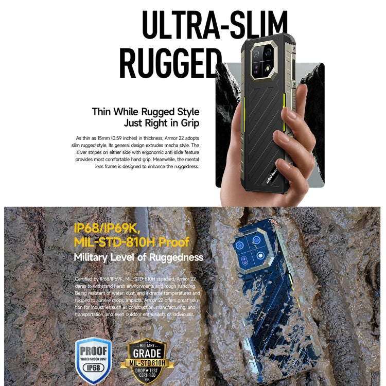 Ulefone Armor 22, 8GB+128GB, IP68/IP69K Rugged Phone, 6.58 inch Android 13 MediaTek Helio G96 Octa Core, Network: 4G, NFC, OTG(All Black) - Ulefone by Ulefone | Online Shopping South Africa | PMC Jewellery | Buy Now Pay Later Mobicred