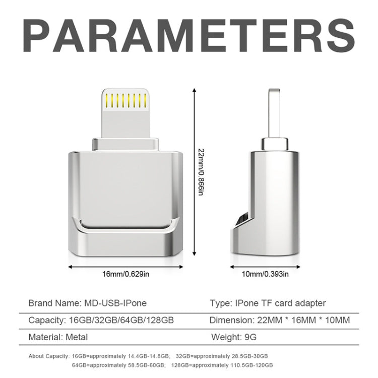 MicroDrive 8pin To TF Card Adapter Mini iPhone & iPad TF Card Reader (Silver) -  by MICRODRIVE | Online Shopping South Africa | PMC TechLife | Buy Now Pay Later Mobicred