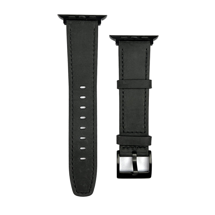 For Apple Watch 9 45mm Retro Texture Leather Watch Band(Black) - Watch Bands by PMC TechLife | Online Shopping South Africa | PMC TechLife
