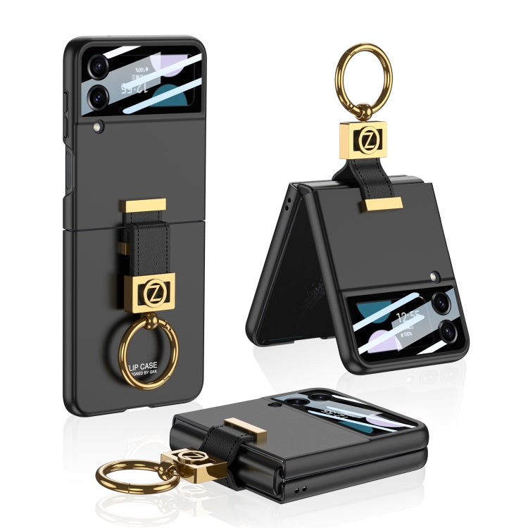 For Samsung Galaxy Z Flip4 5G GKK Integrated Ultra-thin Phone Case with Z Ring Holder(Black) - Galaxy Z Flip4 5G Cases by GKK | Online Shopping South Africa | PMC Jewellery