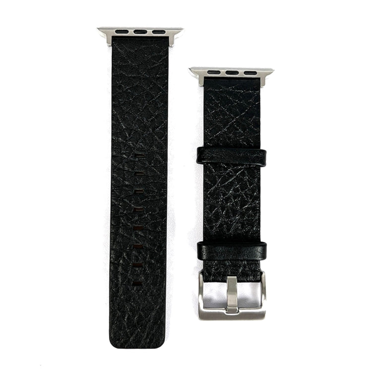 For Apple Watch 9 45mm Buffalo Leather Watch Band(Black) - Watch Bands by PMC TechLife | Online Shopping South Africa | PMC TechLife