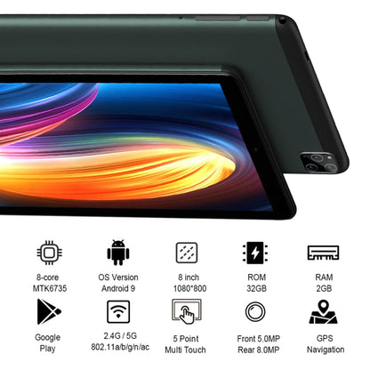 BDF P8 3G Phone Call Tablet PC 8.0 inch, 2GB+32GB, Android 9.0 MTK6735 Octa Core, Support Dual SIM, EU Plug(Green) - BDF by BDF | Online Shopping South Africa | PMC Jewellery