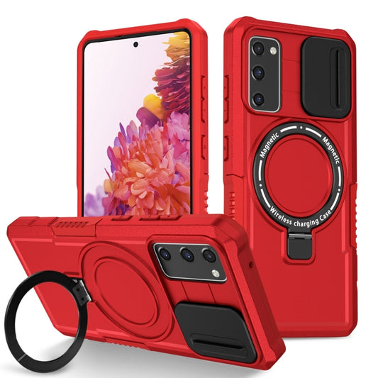 For Samsung Galaxy S20 FE Sliding Camshield Magsafe Holder TPU Hybrid PC Phone Case(Red) - Galaxy Phone Cases by PMC Jewellery | Online Shopping South Africa | PMC Jewellery