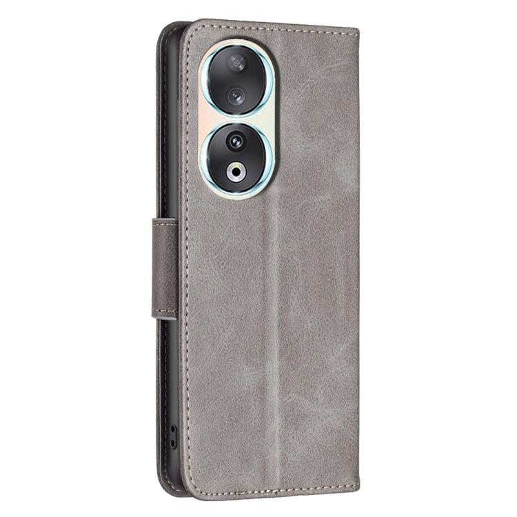 For Honor 90 5G Lambskin Texture Pure Color Flip Leather Phone Case(Grey) - Honor Cases by PMC TechLife | Online Shopping South Africa | PMC TechLife | Buy Now Pay Later Mobicred