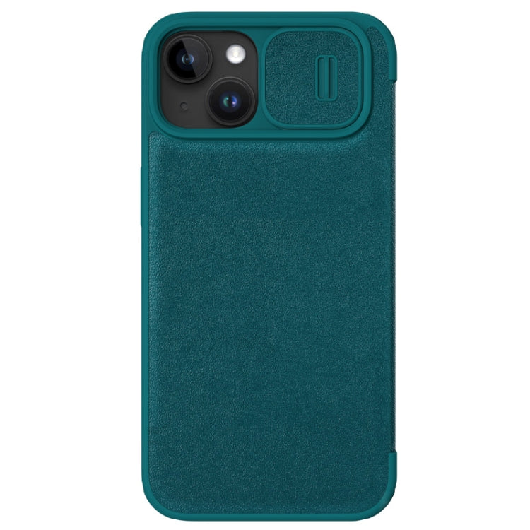 For iPhone 15 NILLKIN QIN Series Pro Plain Leather Phone Case(Green) - iPhone 15 Cases by NILLKIN | Online Shopping South Africa | PMC Jewellery