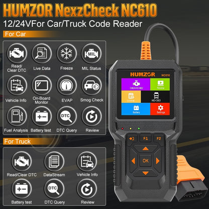 HUMZOR NexzCheck NC610 Car / Truck Code Reader OBD2 Diagnostic Scan Tool(Black) - Code Readers & Scan Tools by PMC Jewellery | Online Shopping South Africa | PMC Jewellery