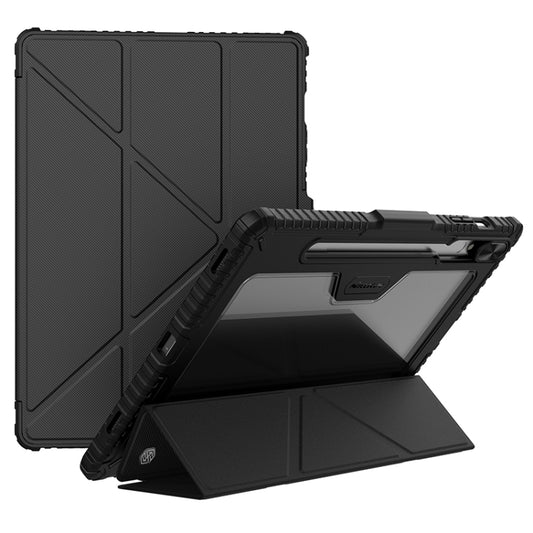 For Samsung Galaxy Tab S9+ NILLKIN Bumper Pro Multi-angle Folding Style Tablet Leather Case(Black) - Galaxy Tab S9+ Cases by NILLKIN | Online Shopping South Africa | PMC Jewellery | Buy Now Pay Later Mobicred