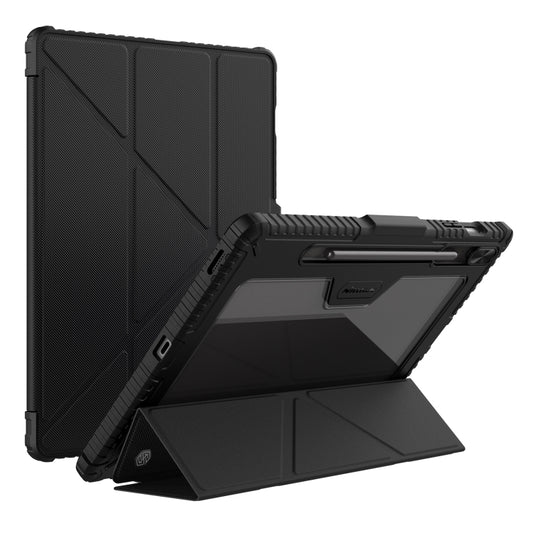 For Samsung Galaxy Tab S9 FE+ NILLKIN Bumper Pro Multi-angle Folding Style Tablet Leather Case(Black) - Galaxy Tab S9 FE+ by NILLKIN | Online Shopping South Africa | PMC Jewellery | Buy Now Pay Later Mobicred