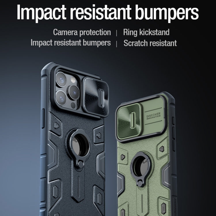 For iPhone 15 Pro Max NILLKIN Shockproof CamShield Armor Protective Case with Invisible Ring Holder(Green) - free shipping - PMC TechLife - Order now!