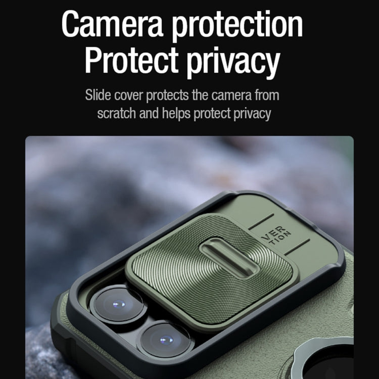For iPhone 15 Pro Max NILLKIN Shockproof CamShield Armor Protective Case with Invisible Ring Holder(Green) - free shipping - PMC TechLife - Order now!