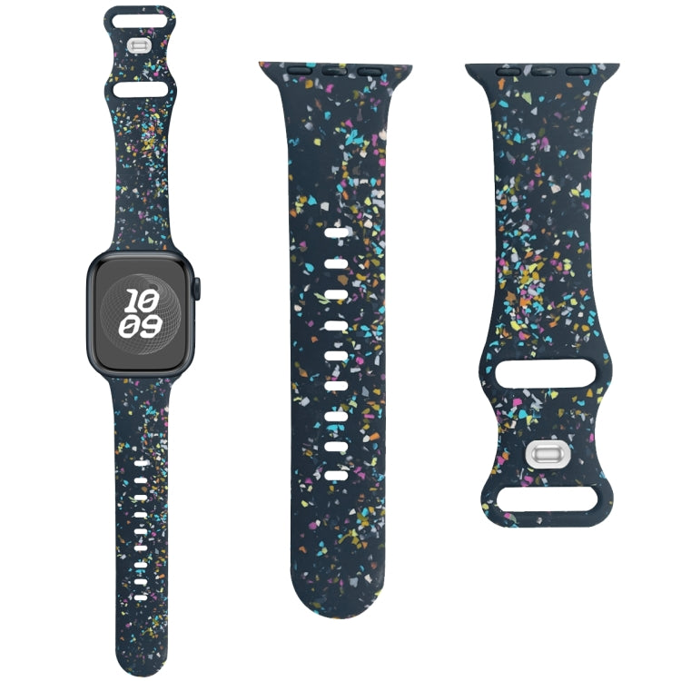 For Apple Watch Serie 8 41mm Floral Silicone Watch Band(Blue) - Watch Bands by PMC TechLife | Online Shopping South Africa | PMC TechLife