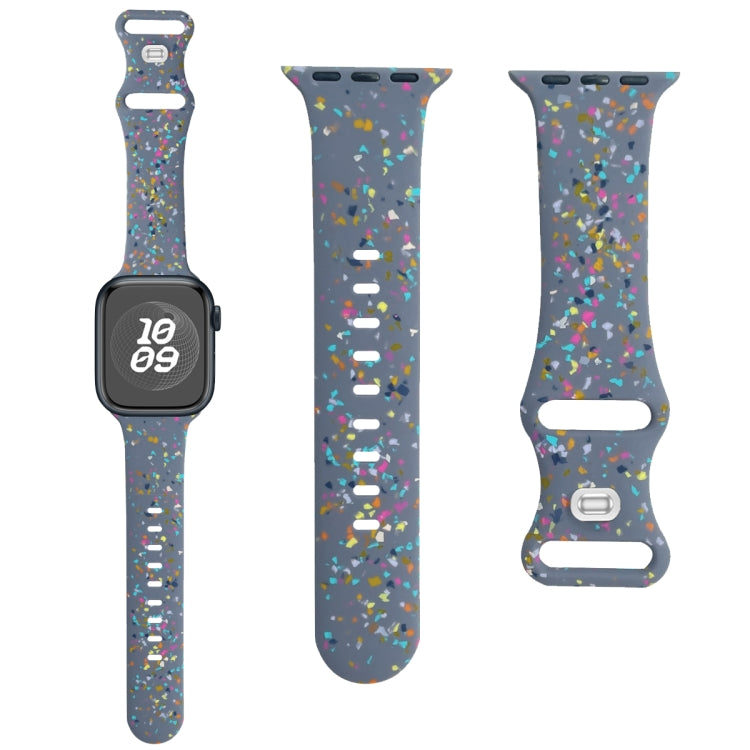 For Apple Watch Serie 8 45mm  Floral Silicone Watch Band(Grey) - Watch Bands by PMC TechLife | Online Shopping South Africa | PMC TechLife
