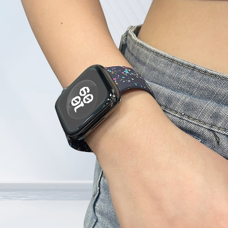 For Apple Watch Serie 7 41mm Floral Silicone Watch Band(Blue) - Watch Bands by PMC TechLife | Online Shopping South Africa | PMC TechLife