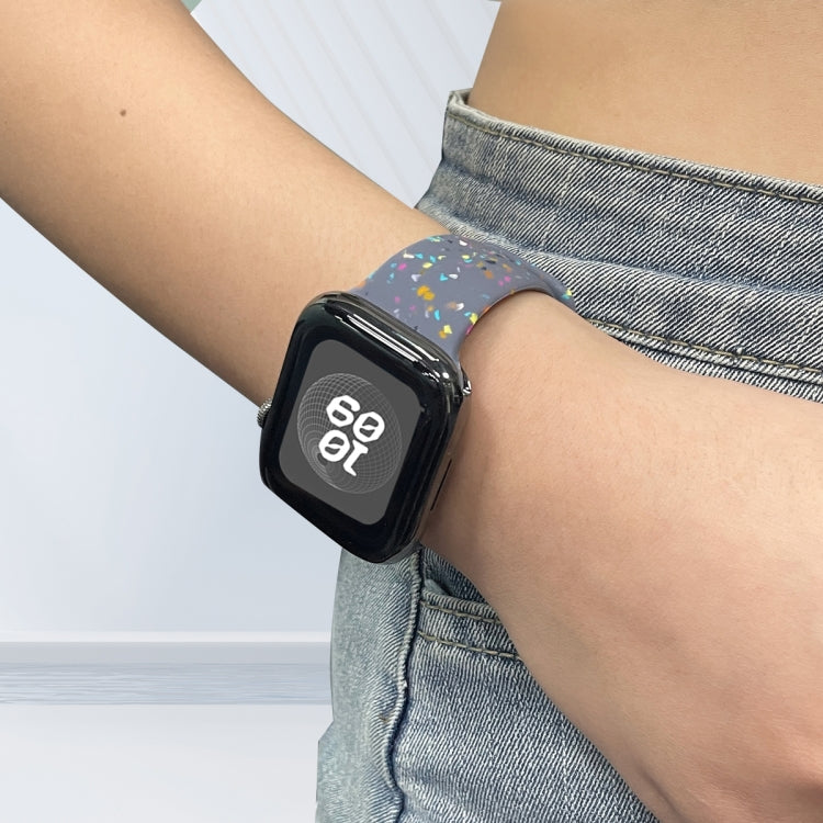 For Apple Watch Serie 4 44mm Floral Silicone Watch Band(Grey) - Watch Bands by PMC TechLife | Online Shopping South Africa | PMC TechLife