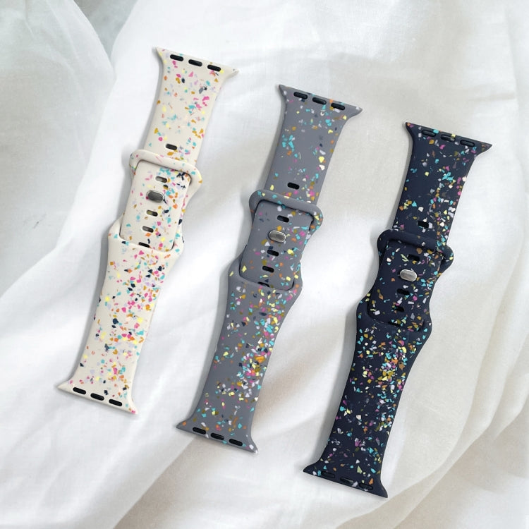 For Apple Watch Serie 7 41mm Floral Silicone Watch Band(Grey) - Watch Bands by PMC TechLife | Online Shopping South Africa | PMC TechLife
