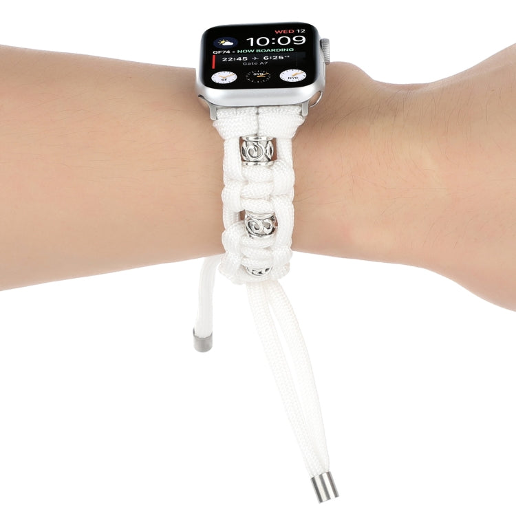 For Apple Watch Ultra 49mm Silk Silver Beads Braided Watch Band(White) - Watch Bands by PMC TechLife | Online Shopping South Africa | PMC TechLife
