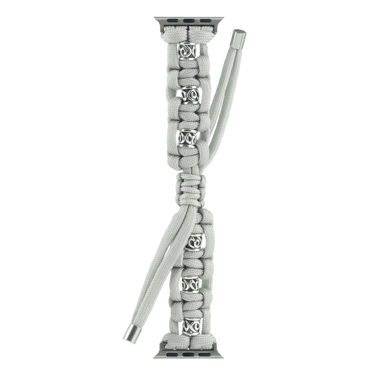 For Apple Watch Series 6 44mm Silk Silver Beads Braided Watch Band(Grey) - Watch Bands by PMC TechLife | Online Shopping South Africa | PMC TechLife