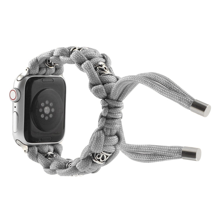 For Apple Watch Series 4 40mm Silk Silver Beads Braided Watch Band(Grey) - Watch Bands by PMC TechLife | Online Shopping South Africa | PMC TechLife