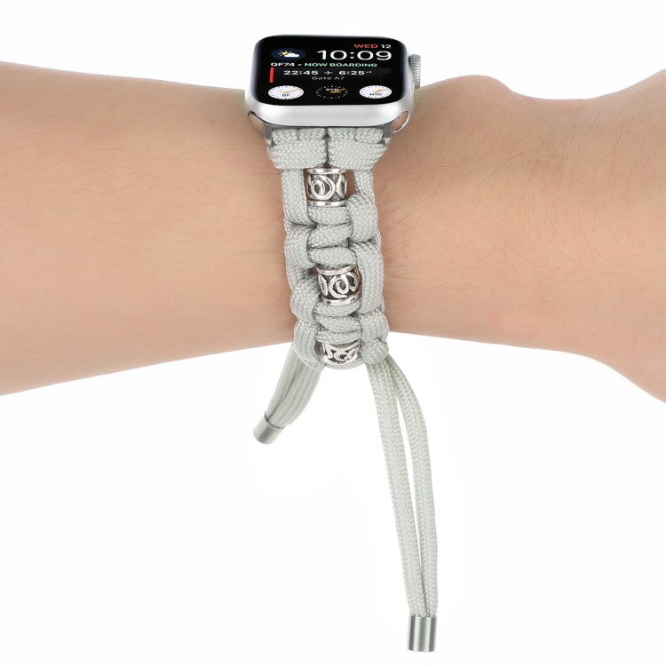 For Apple Watch Series 3 38mm Silk Silver Beads Braided Watch Band(Grey) - Watch Bands by PMC TechLife | Online Shopping South Africa | PMC TechLife