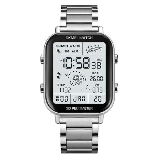 SKMEI 1888 Multifunctional Men 30M Waterproof Sports Stainless Steel Digital Wrist Watch(Silver) - Metal Strap Watches by SKMEI | Online Shopping South Africa | PMC Jewellery | Buy Now Pay Later Mobicred