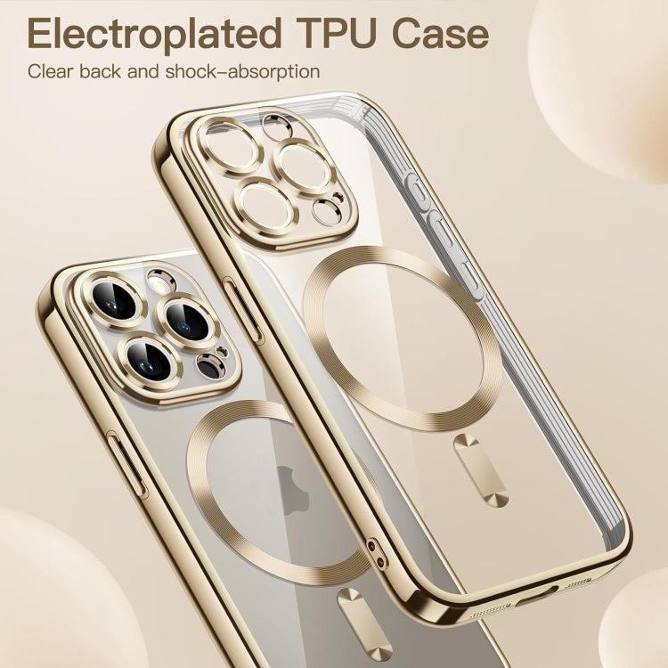For iPhone 15 Pro Max Transparent Electroplated Magsafe Magnetic TPU Phone Case(Gold) - free shipping - PMC TechLife - Order now!