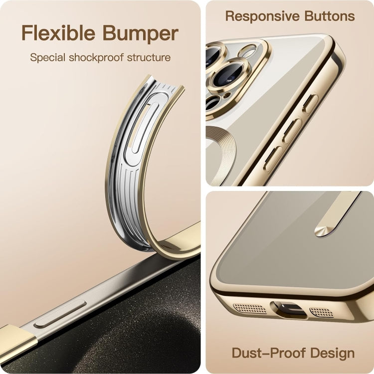 For iPhone 15 Pro Max Transparent Electroplated Magsafe Magnetic TPU Phone Case(Gold) - free shipping - PMC TechLife - Order now!