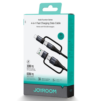 JOYROOM SA37-2T2 60W Multi-Function Series 4 in 1 Fast Charging Data Cable, Length:1.2m(Black) - Multifunction Cable by JOYROOM | Online Shopping South Africa | PMC Jewellery