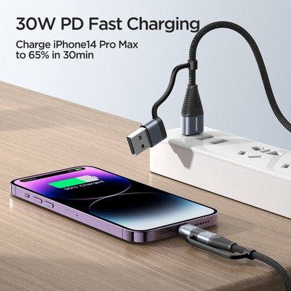 JOYROOM SA37-1T2 60W Multi-Function Series 2 in 1 Fast Charging Data Cable, Length:1.2m(Black) - Multifunction Cable by JOYROOM | Online Shopping South Africa | PMC Jewellery