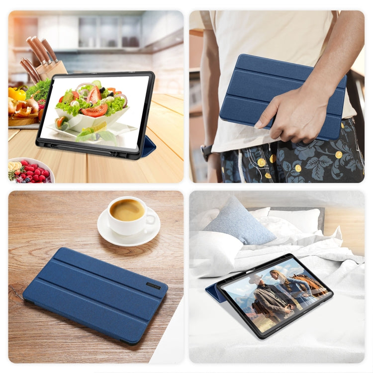 For Samsung Galaxy Tab S9 FE DUX DUCIS Domo Series Magnetic Flip Leather Tablet Case(Blue) - Galaxy Tab S9 FE by DUX DUCIS | Online Shopping South Africa | PMC Jewellery | Buy Now Pay Later Mobicred