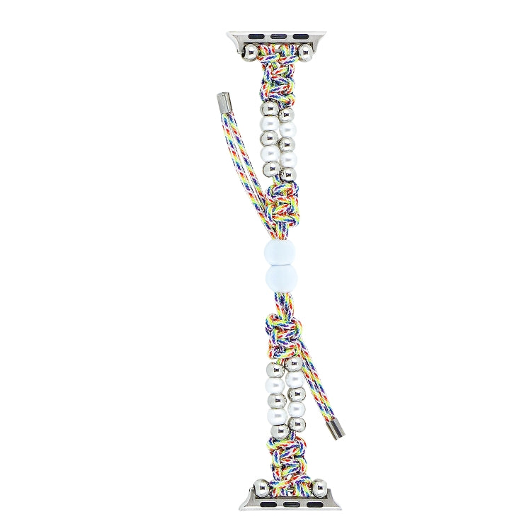 For Apple Watch Series 2 42mm Paracord Row Beads Drawstring Braided Watch Band(Rainbow) - Watch Bands by PMC TechLife | Online Shopping South Africa | PMC TechLife