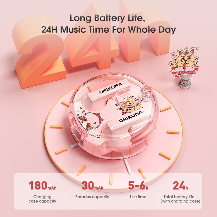 ONIKUMA T301 Transparent Cartoon Wireless Bluetooth Earphone(Pink) - Bluetooth Earphone by ONIKUMA | Online Shopping South Africa | PMC Jewellery | Buy Now Pay Later Mobicred