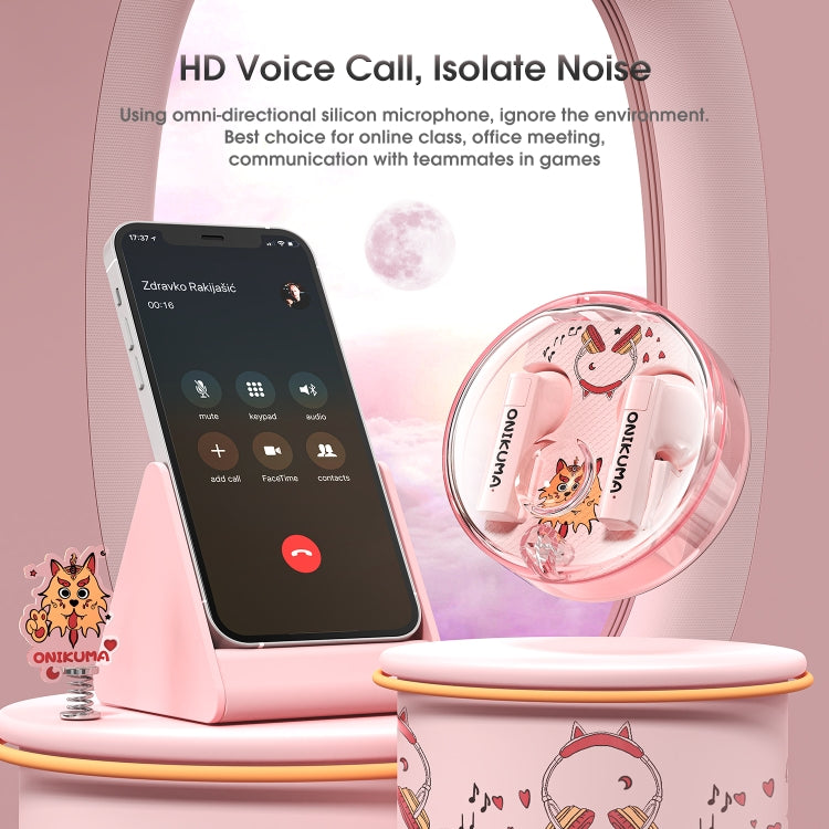 ONIKUMA T301 Transparent Cartoon Wireless Bluetooth Earphone(Pink) - Bluetooth Earphone by ONIKUMA | Online Shopping South Africa | PMC Jewellery | Buy Now Pay Later Mobicred