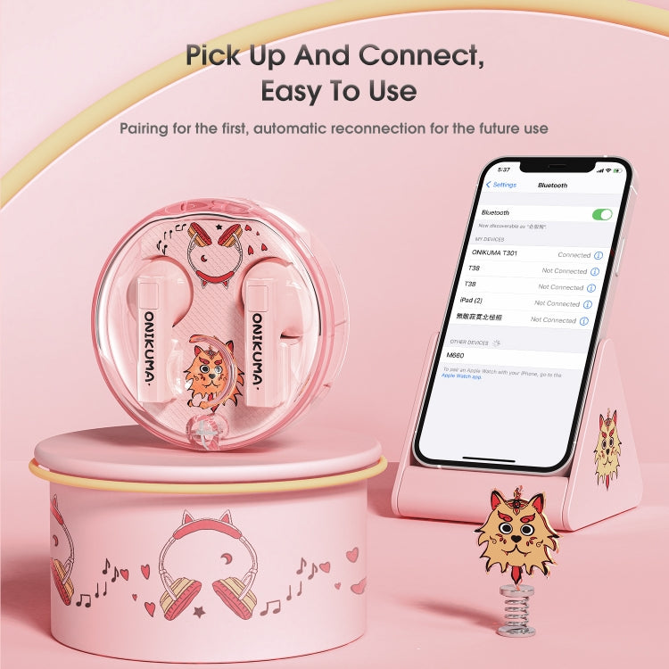 ONIKUMA T301 Transparent Cartoon Wireless Bluetooth Earphone(Pink) - Bluetooth Earphone by ONIKUMA | Online Shopping South Africa | PMC Jewellery | Buy Now Pay Later Mobicred